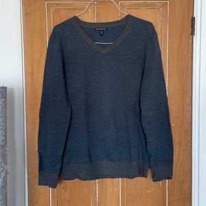 Banana Republic M brown/gray and blue striped cotton v neck sweater